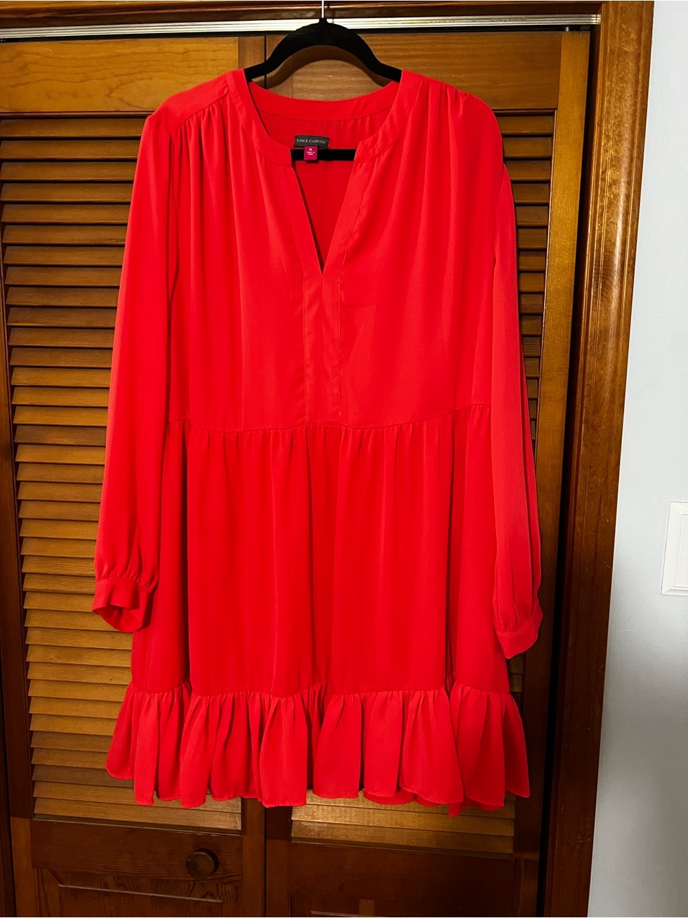 Red / Orange Long-Sleeve Tiered Mini Dress - Women's